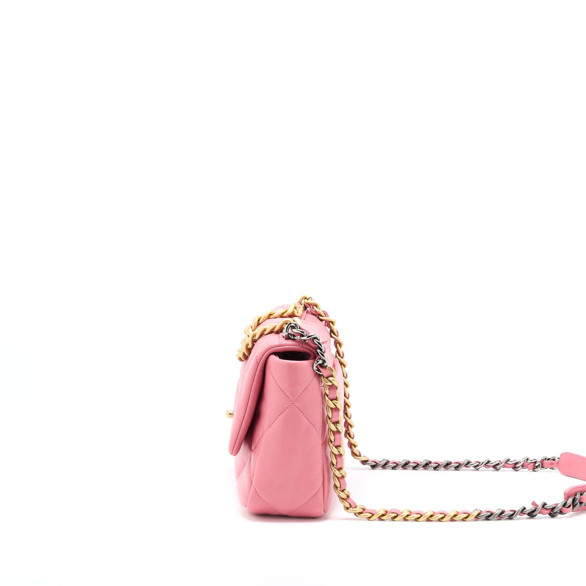 Chanel 19 Lambskin Hardware Microchip Multicolor Multicolour Pink Small Handbag