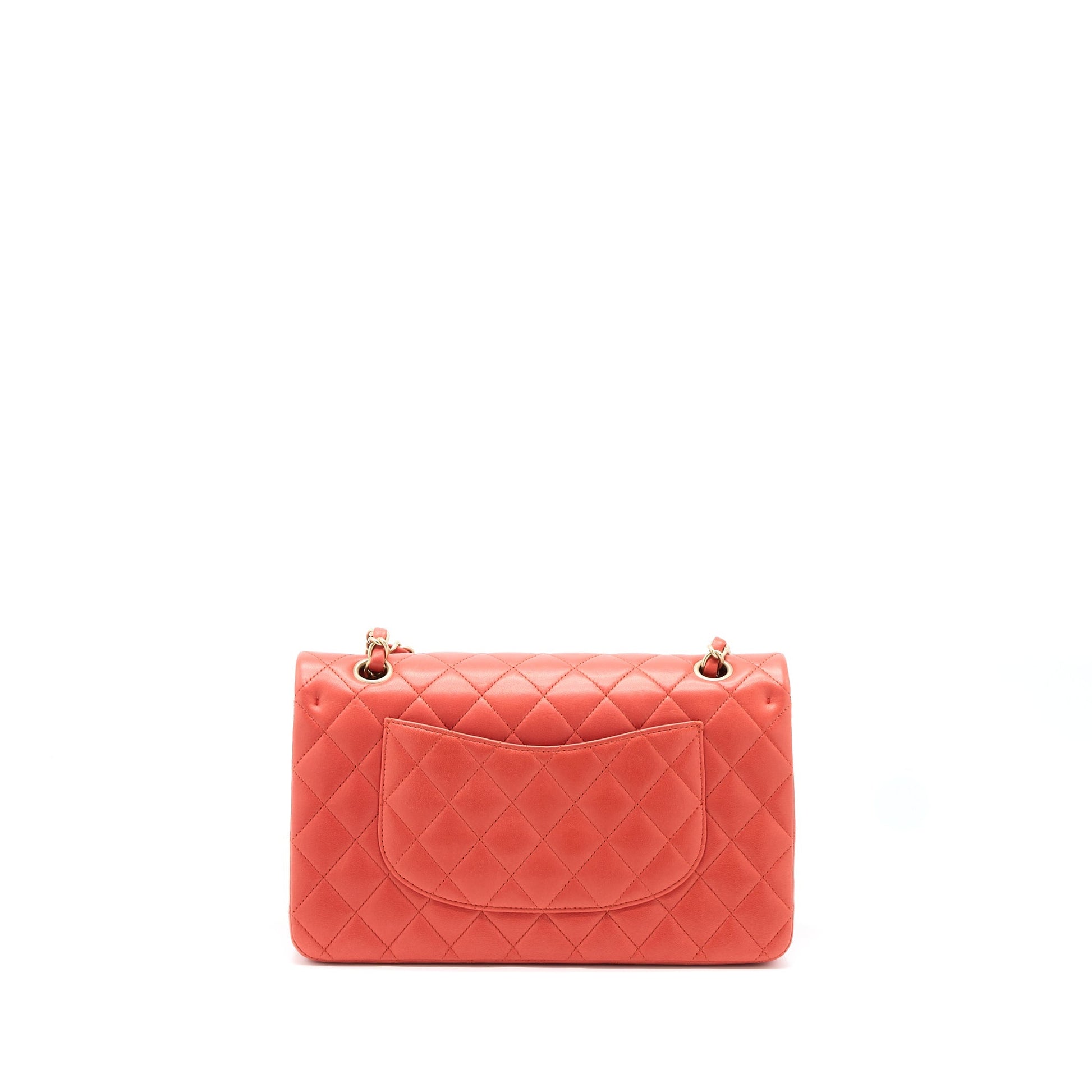 Chanel Classic Double Flap Lambskin Coral Brushed Shoulder Bag