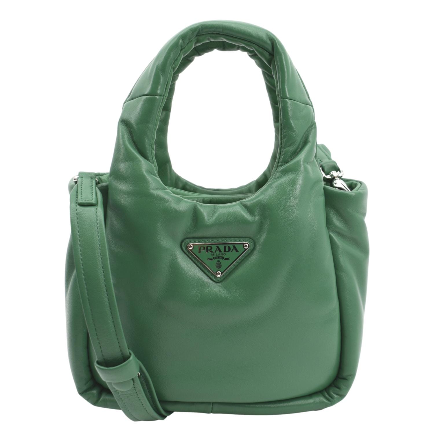 Padded Soft Shoulder Bag Dark Leather Green