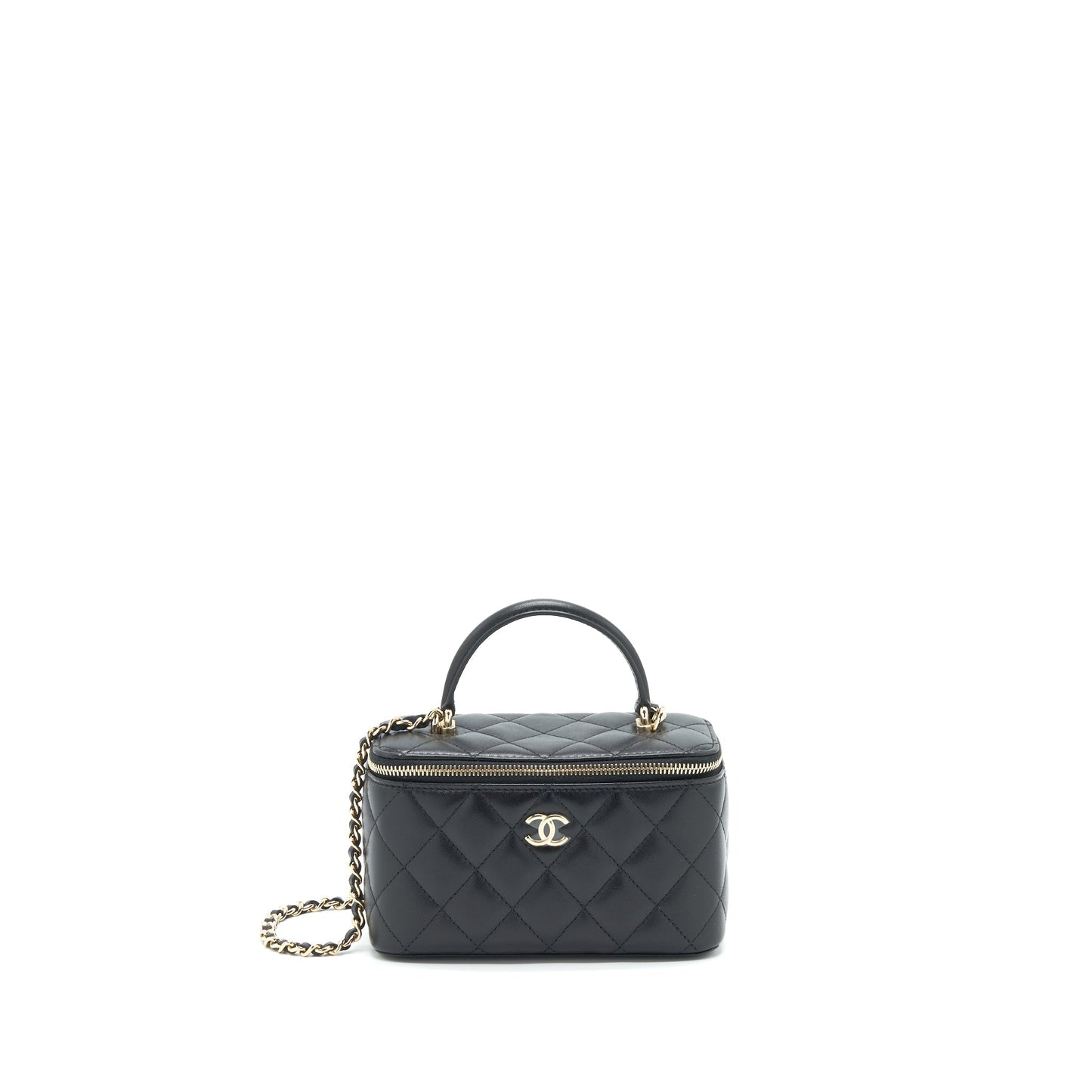 Chanel Top Handle Long Vanity lambskin LGHW Black Handbag