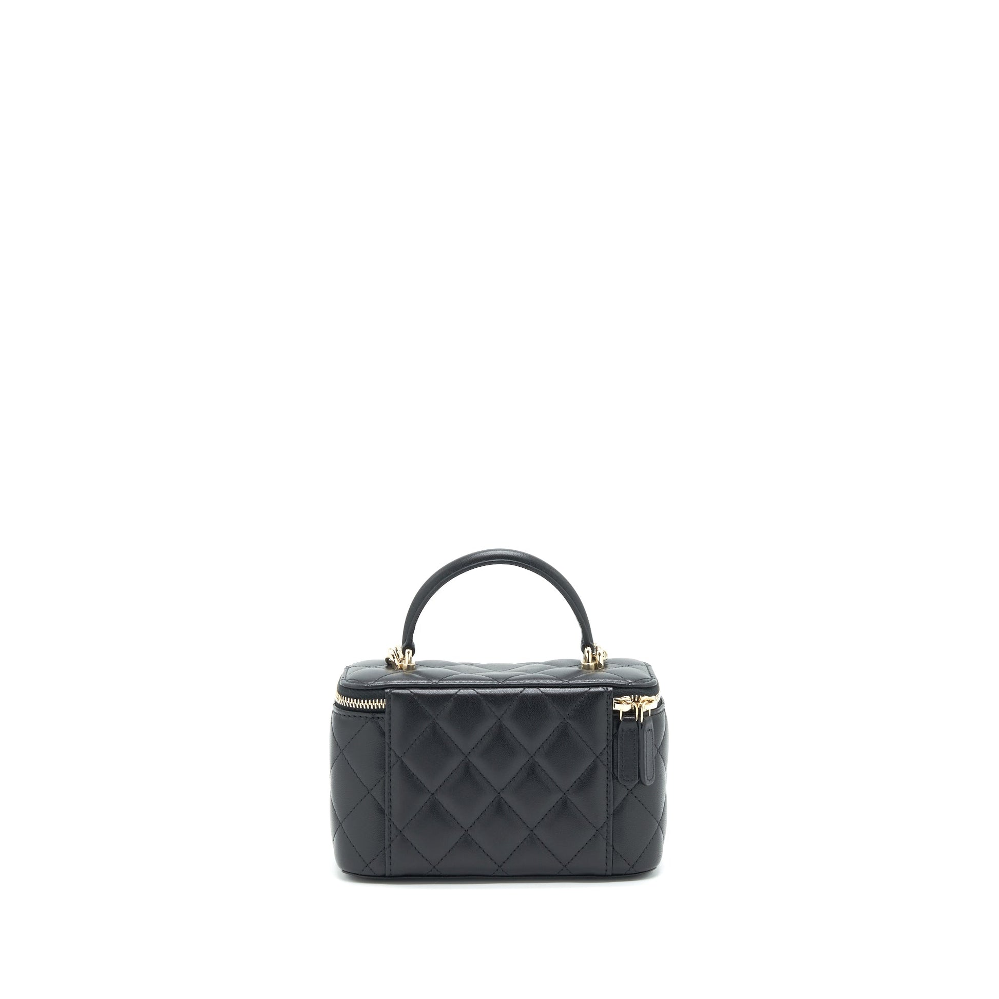 Chanel Top Handle Long Vanity lambskin LGHW Black Handbag