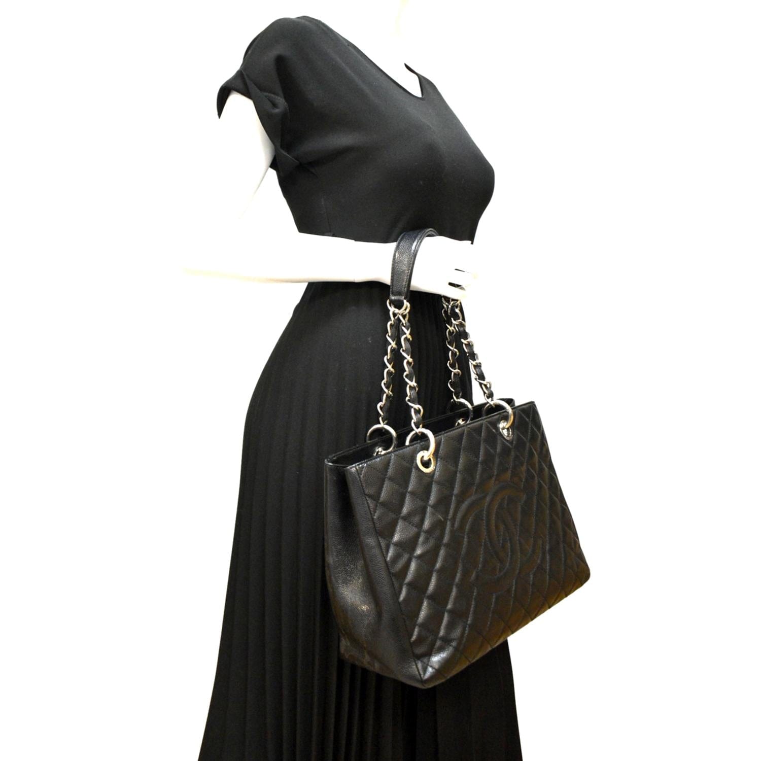 Chanel Grand Shopping Quilted Caviar GST Leather Black Travel Bag