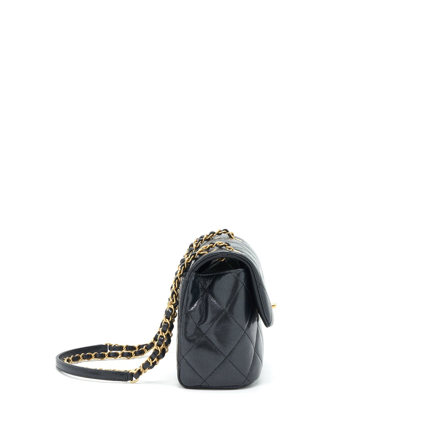 Chanel 22P New Square Flap Caviar GHW Black Shoulder Bag