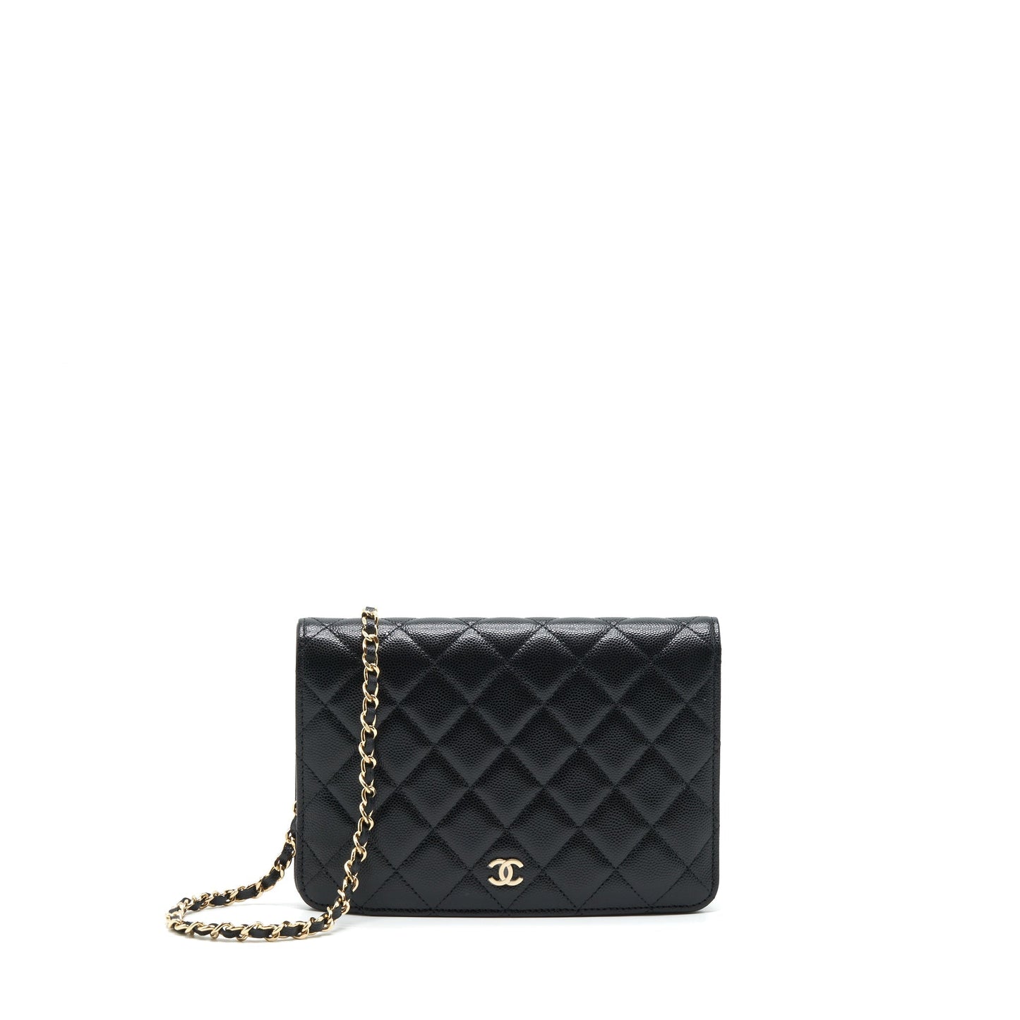 Chanel 22P 2 1 On Caviar LGHW Black Wallet Case