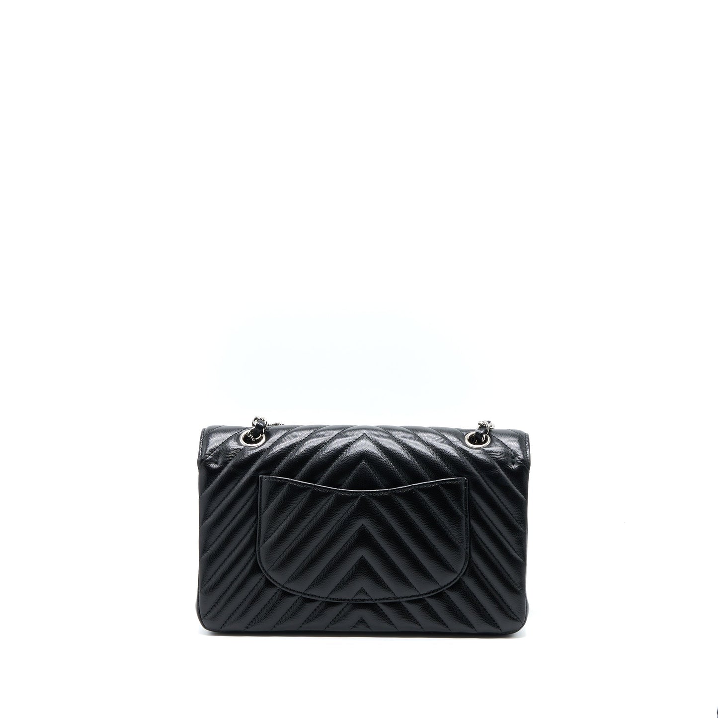 Chanel Classic Double Flap Chevron Caviar SHW Black Shoulder Bag