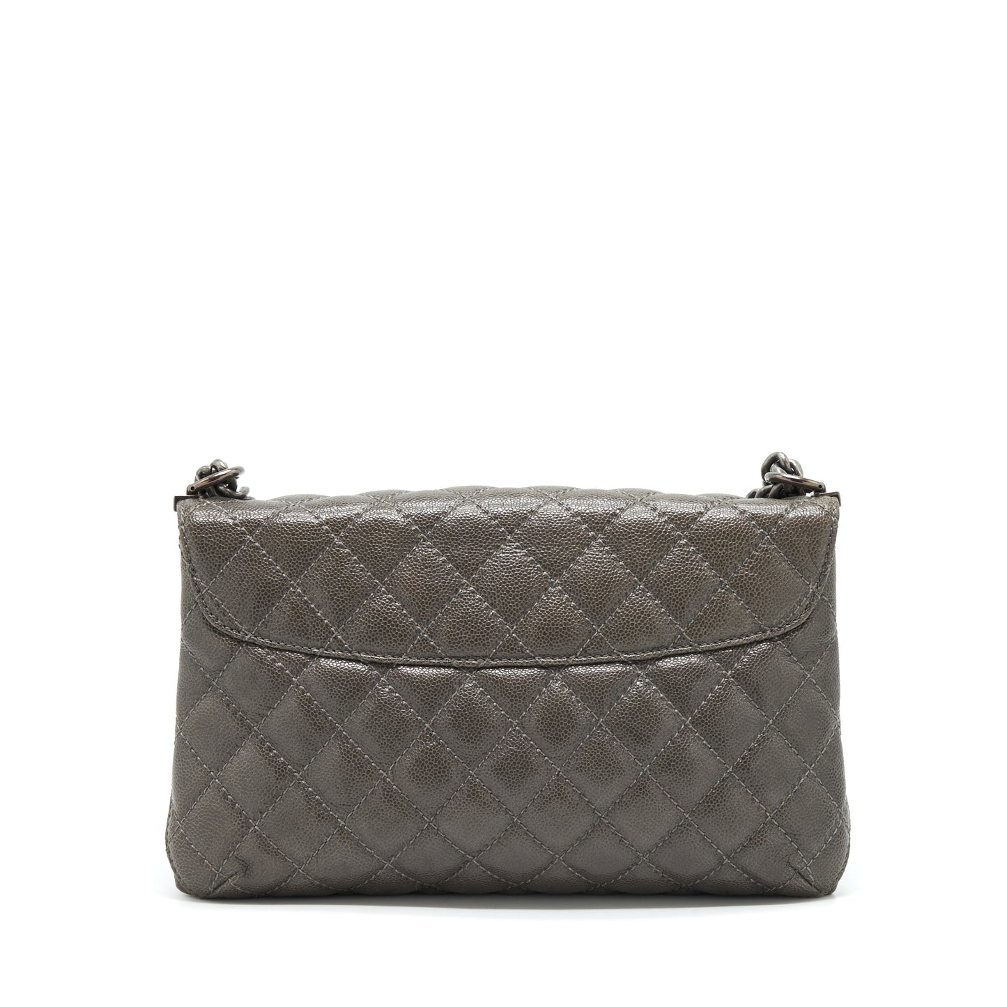 Chanel Flap Caviar Dark Ruthenium Sliver Hardware Grey Shoulder Bag