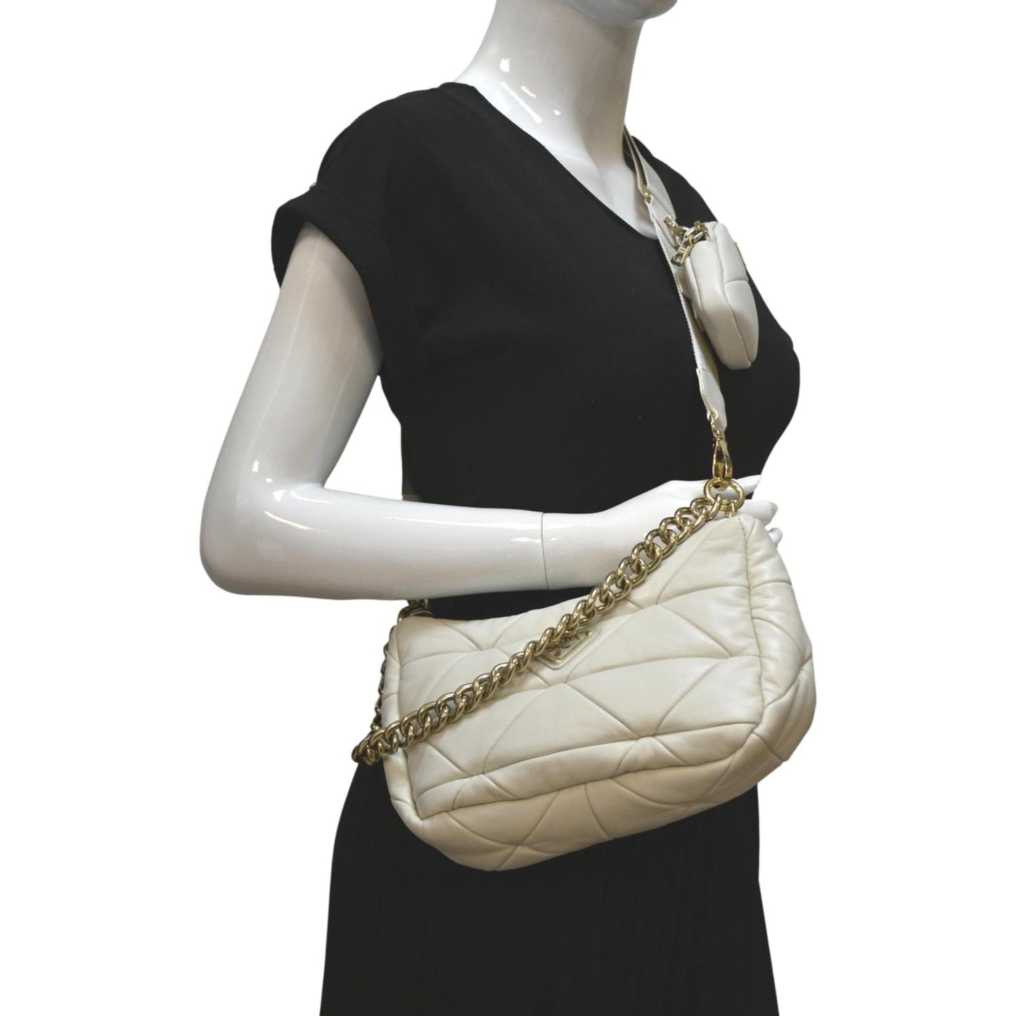 Prada Patchwork System Nappa Shoulder Bag Leather White