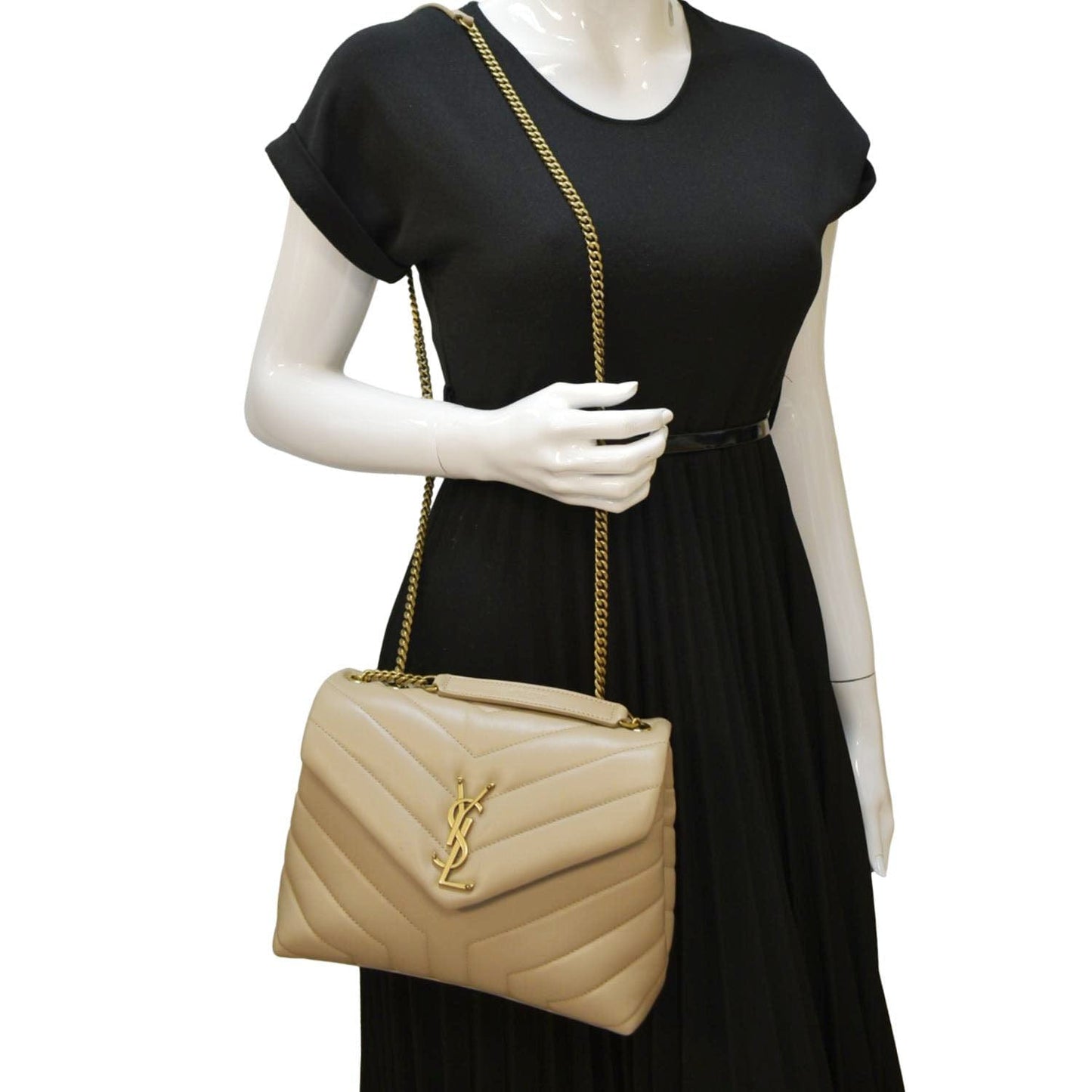 YSL Saint Laurent Saint Small Loulou Crossbody Bag Dark Leather Quilted