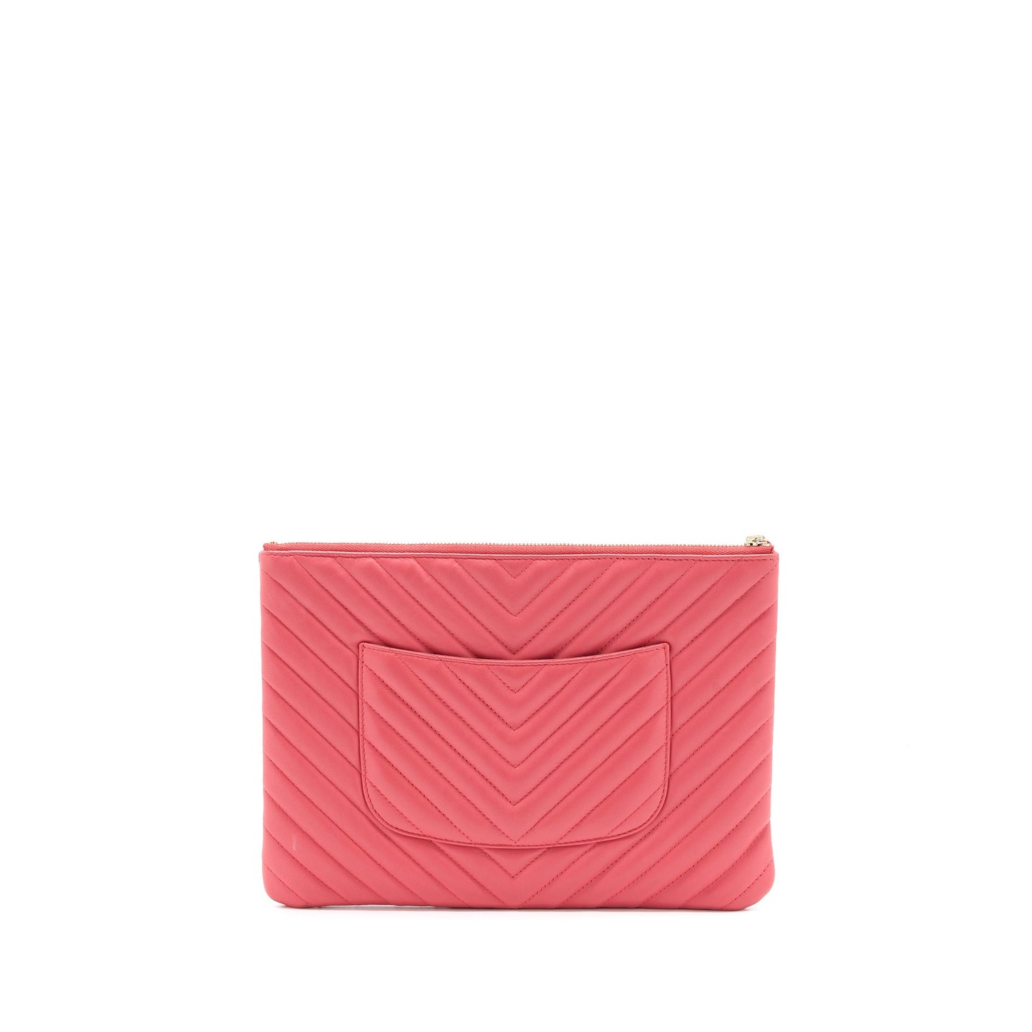 Chanel Chevron Lambskin LGHW Pink Clutch Bag