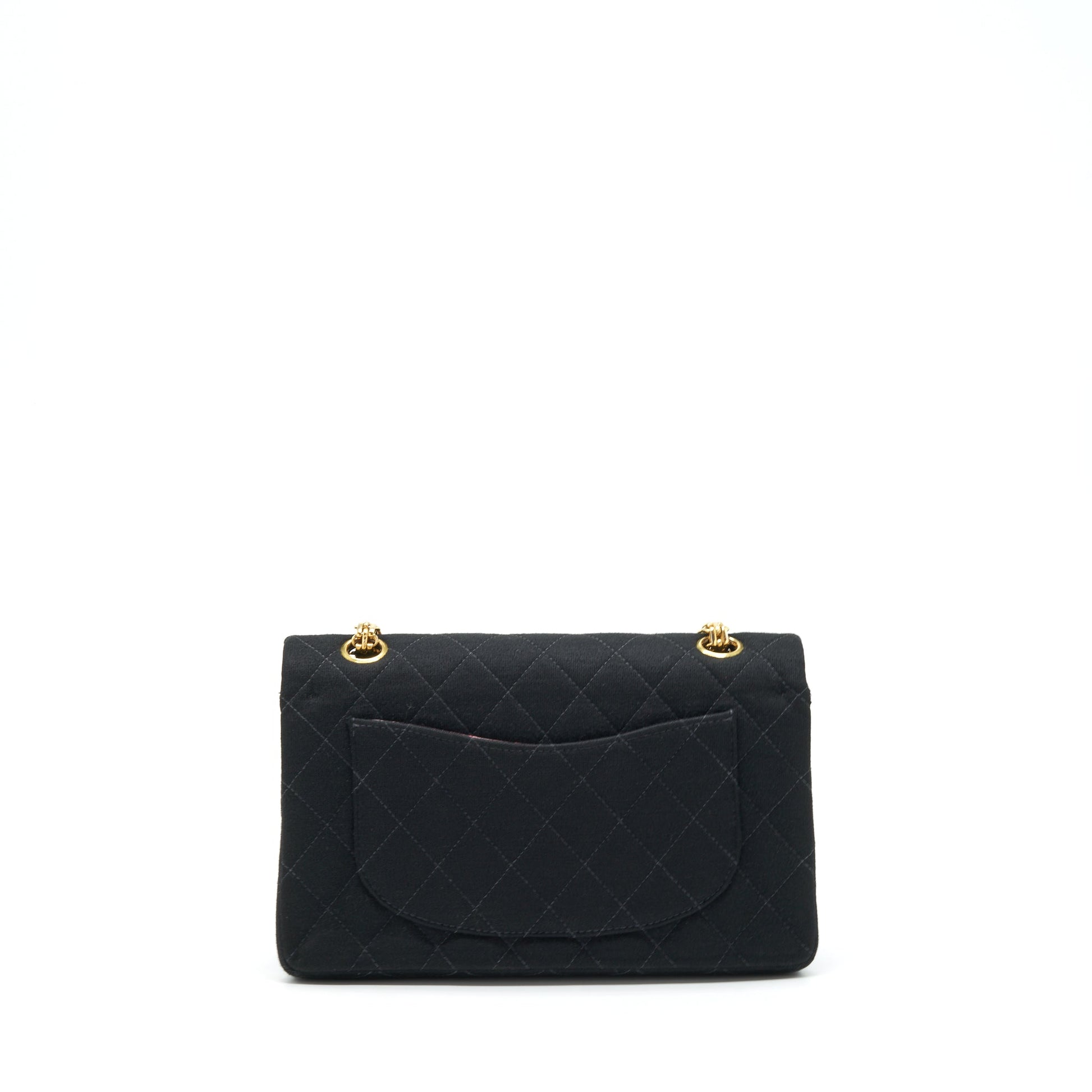 Chanel Classic Flap Fabric Ruthenium GHW Black Small Shoulder Bag