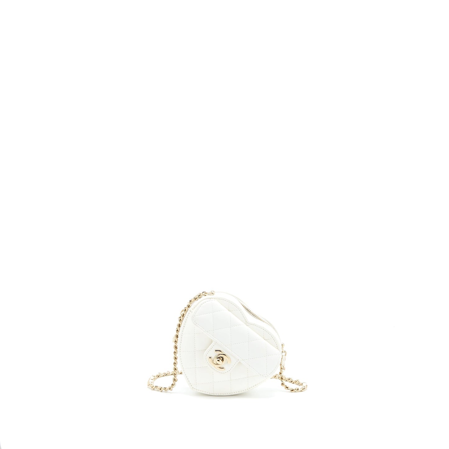 Chanel Heart Lambskin LGHW White Small Handbag