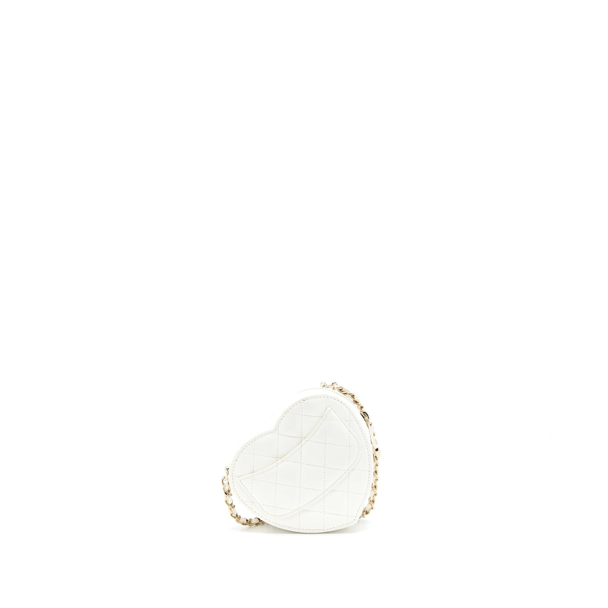 Chanel Heart Lambskin LGHW White Small Handbag