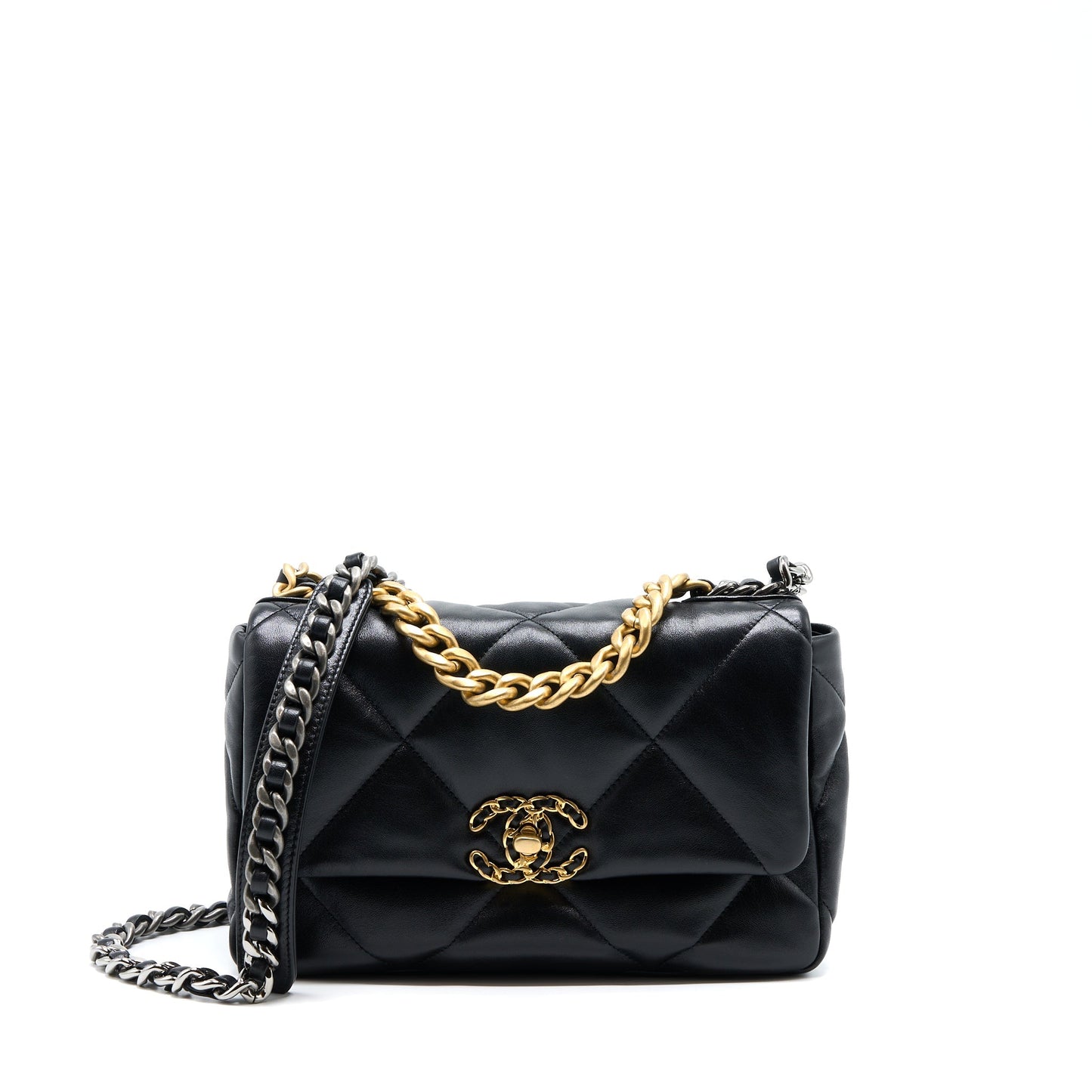 Chanel 19 Lambskin Hardware Microchip Multicolour Black Small Handbag 5