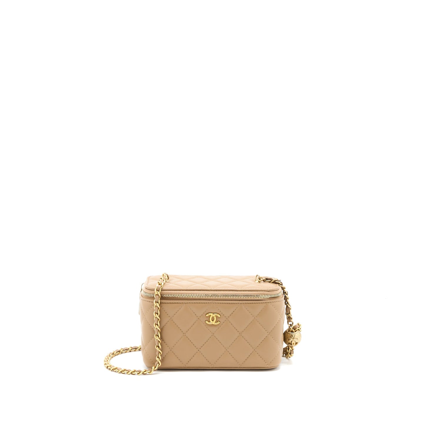 Chanel Pearl Crush Long Vanity Lambskin Dark Beige Handbag