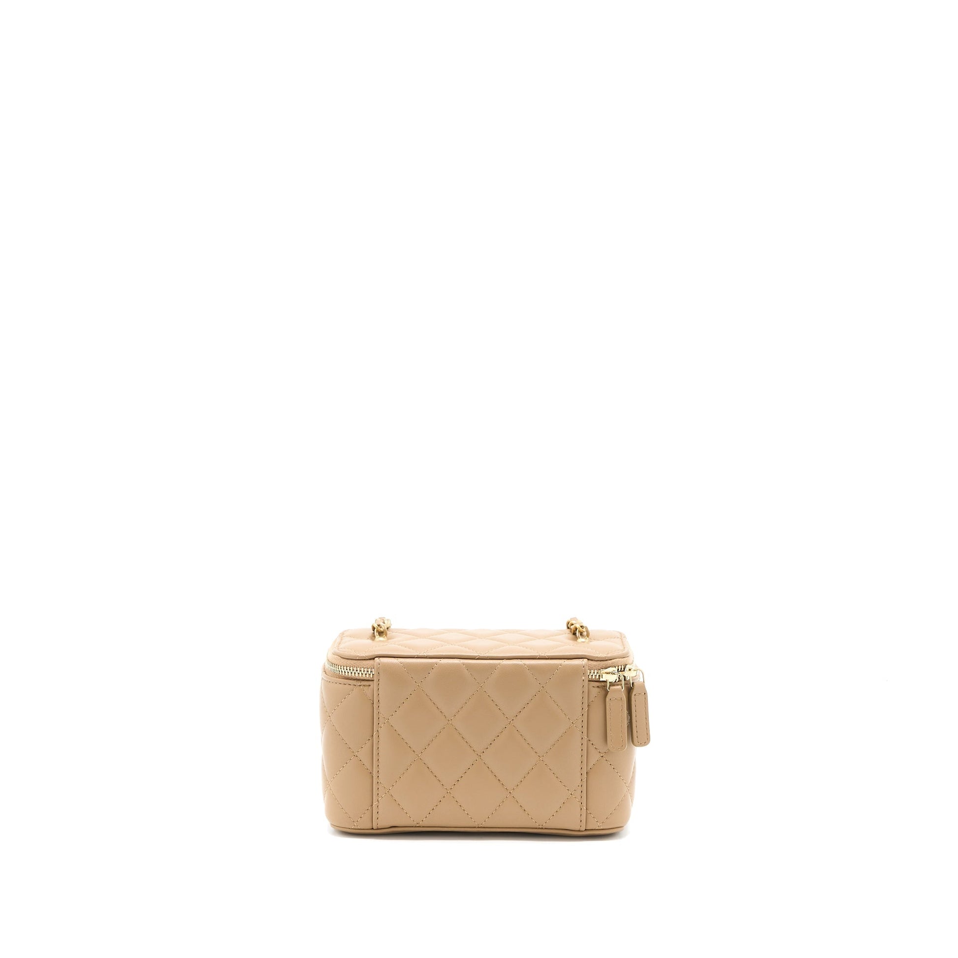 Chanel Pearl Crush Long Vanity Lambskin Dark Beige Handbag