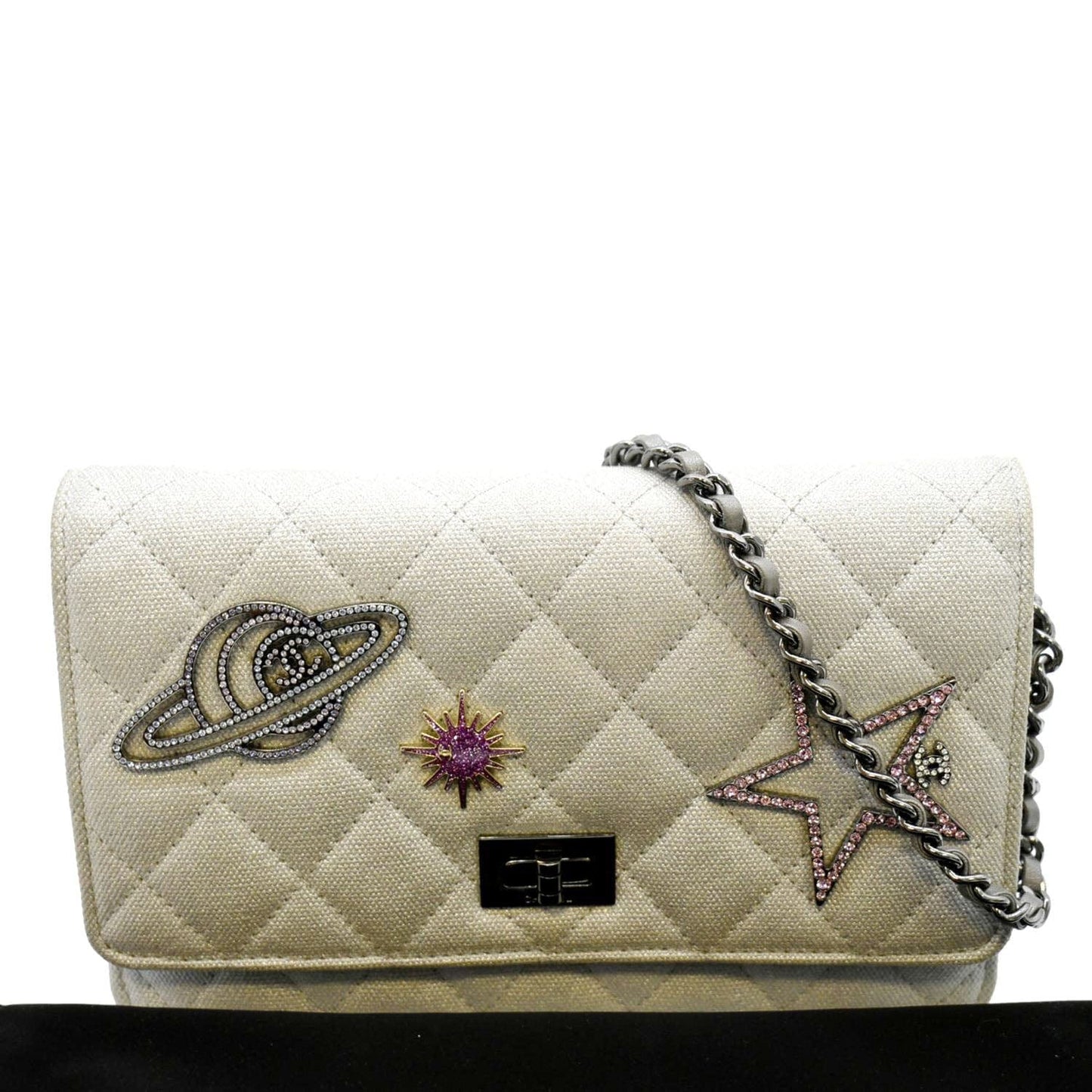 Louis Vuitton CHANEL Classic 2.55 Reissue Space Canvas Silver Key Chain