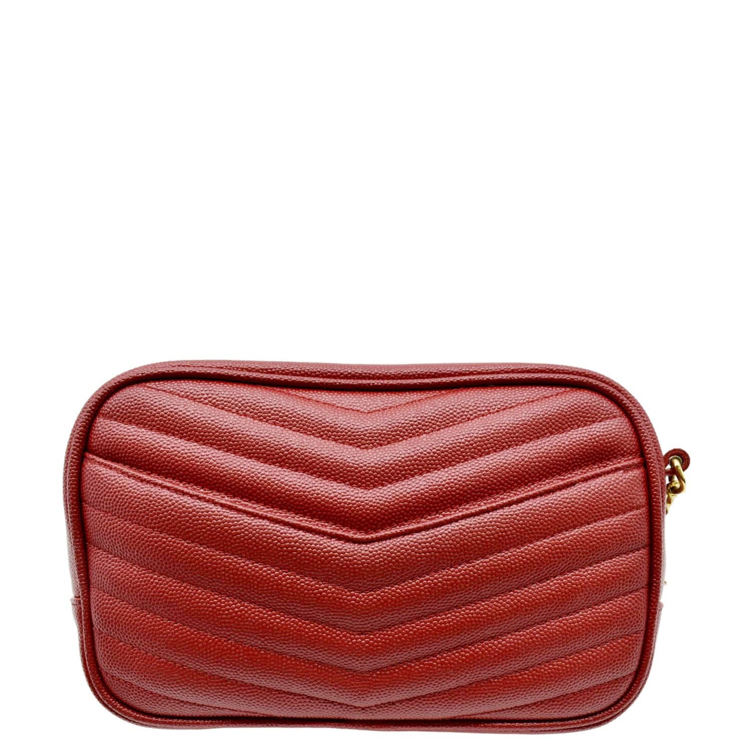 YSL Saint Laurent Yves Lou Chevron Camera Crossbody Bag Leather Red Small Camera Bag Small