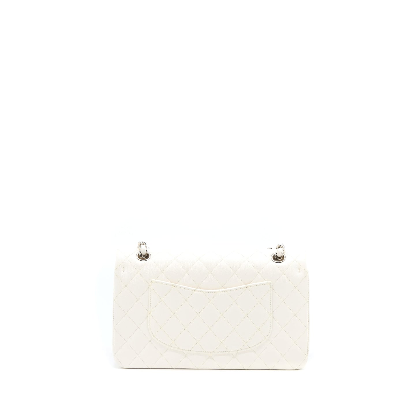 Chanel Classic Double Flap Caviar SHW Microchip White Shoulder Bag