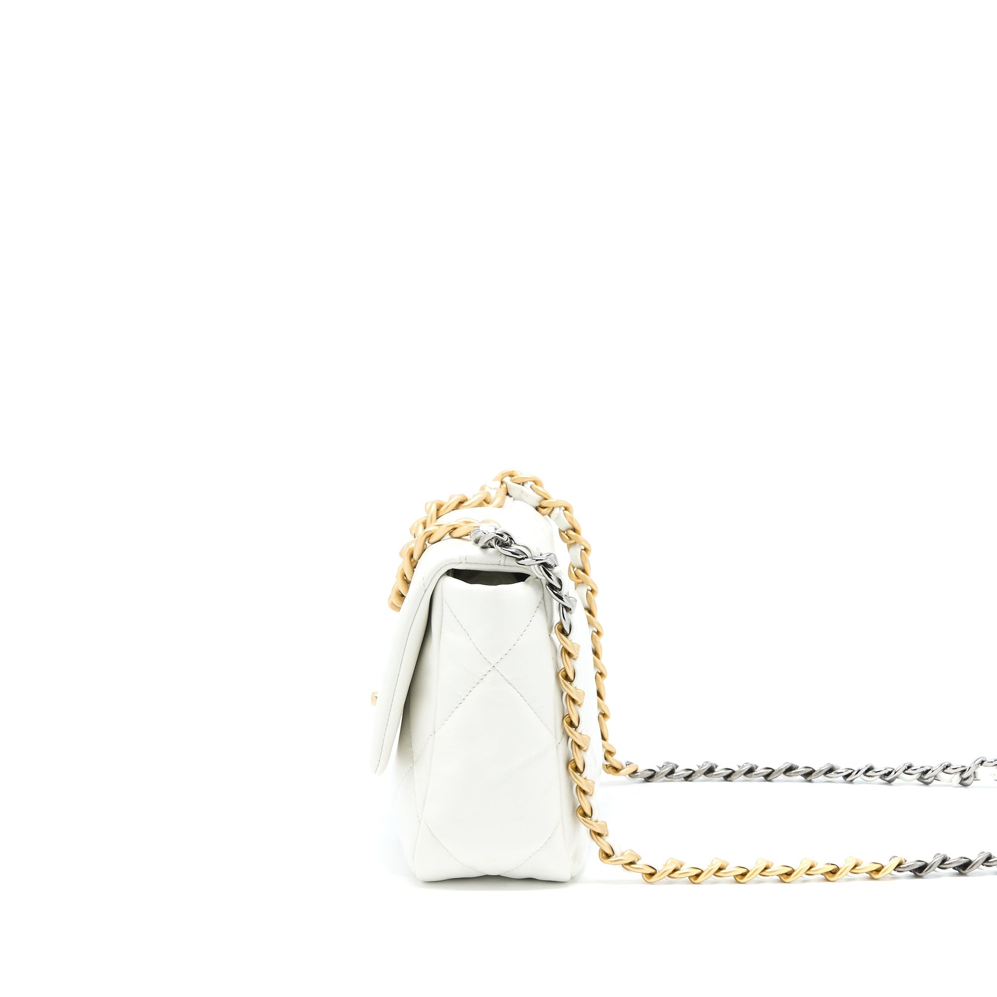 Chanel 19 Goatskin Hardware Multicolour White Small Handbag