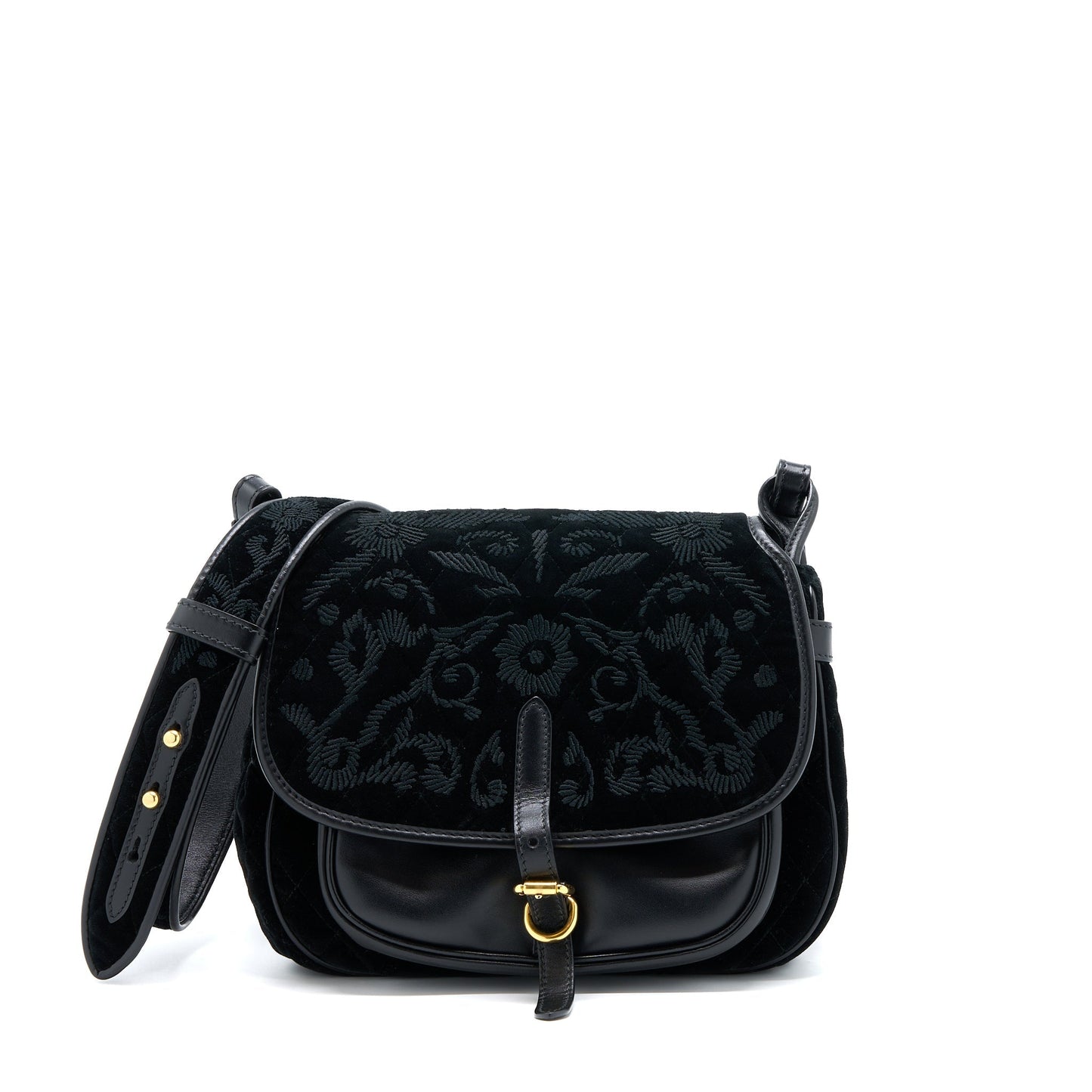 Prada Corsaire Hobo Purse Velvet Handbag Leather Black Travel Bag