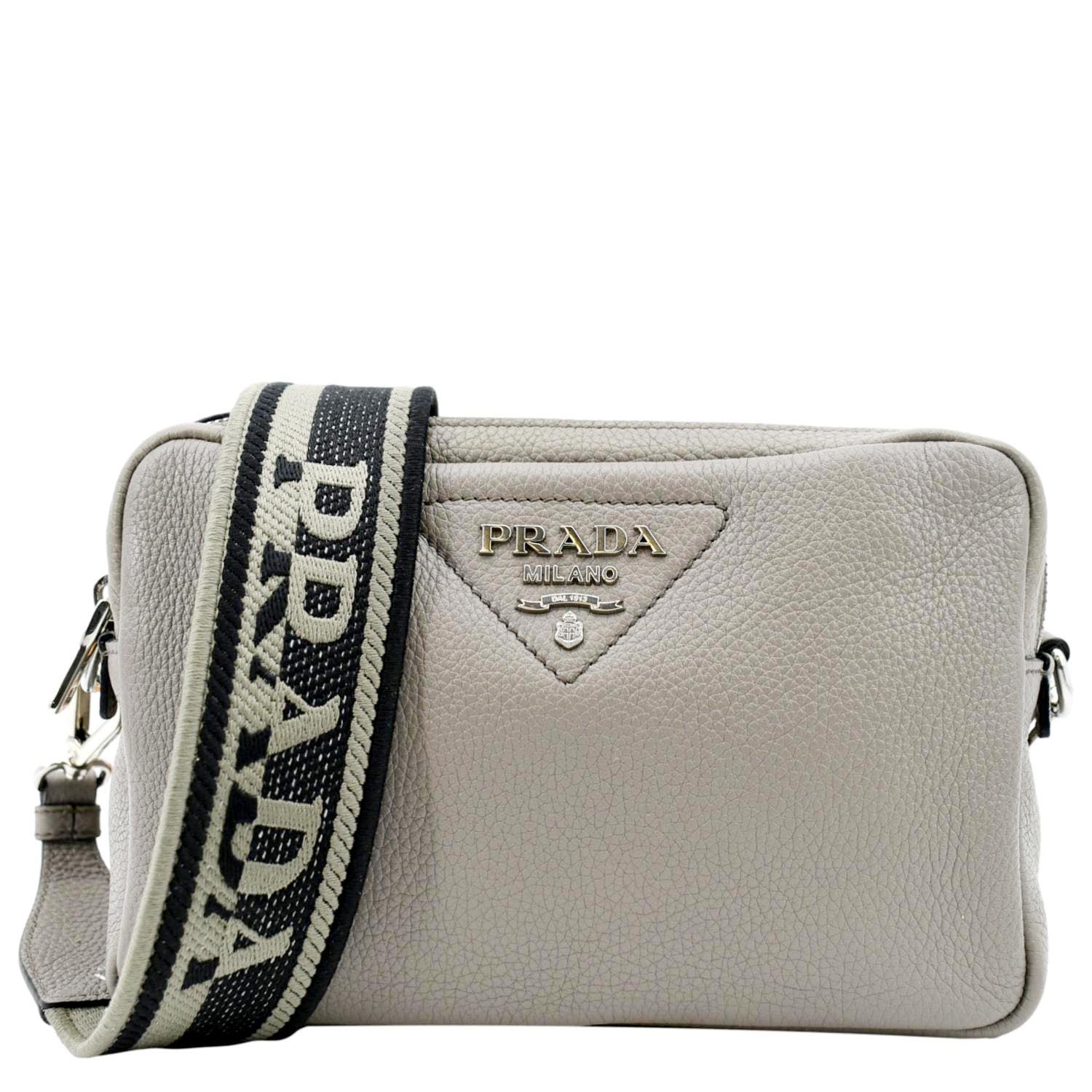 Prada Flou Shoulder Bag Grey Leather Gray