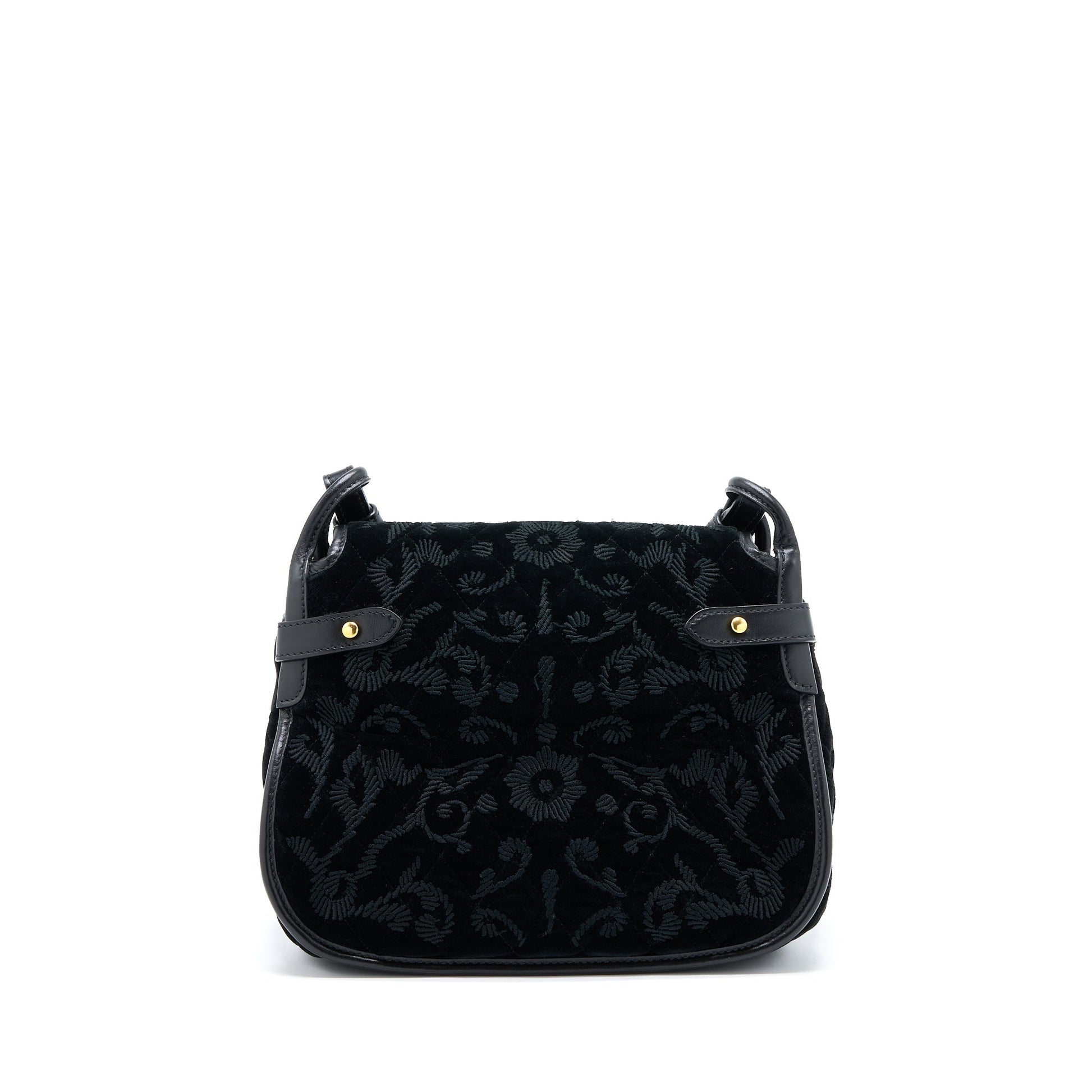 Prada Corsaire Hobo Purse Velvet Handbag Leather Black Travel Bag