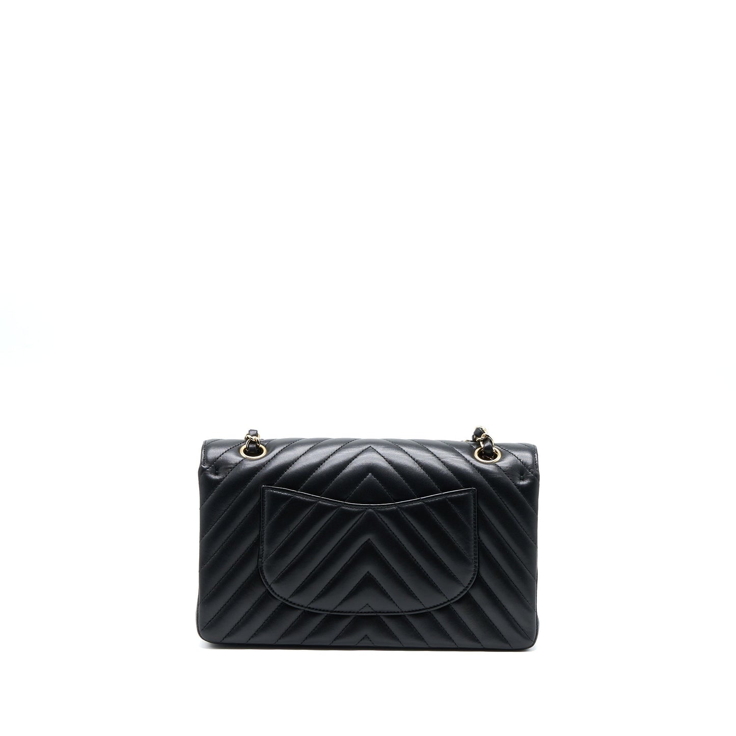 Chanel Chevron Classic Double Flap Lambskin LGHW Black Handbag