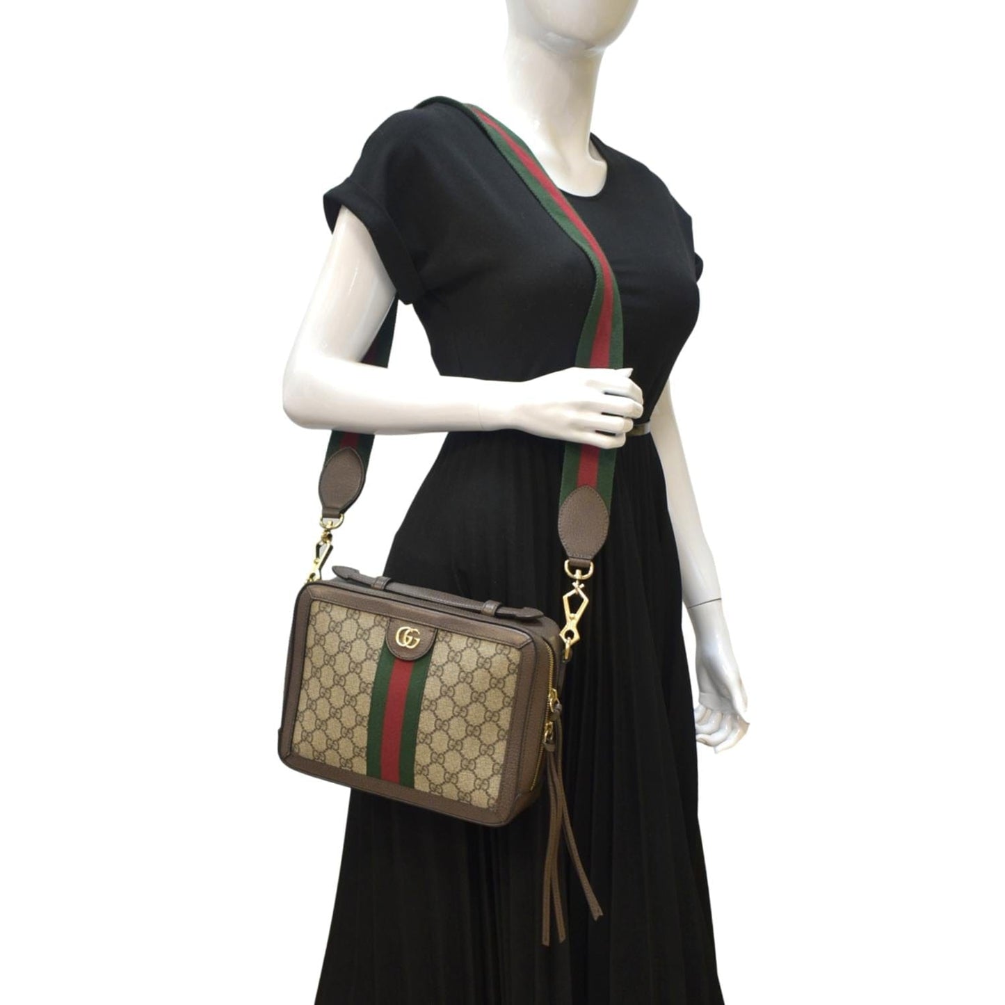 Gucci Ophidia Web Supreme Shoulder Bag Canvas Beige Small 550623