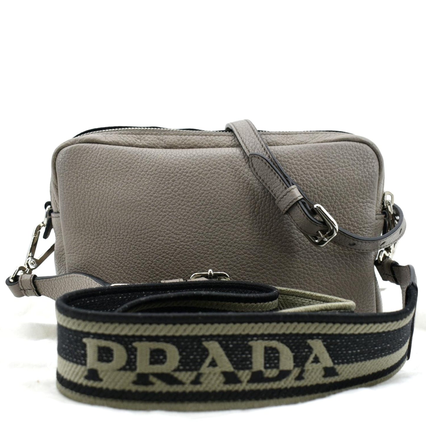 Prada Flou Shoulder Bag Grey Leather Gray