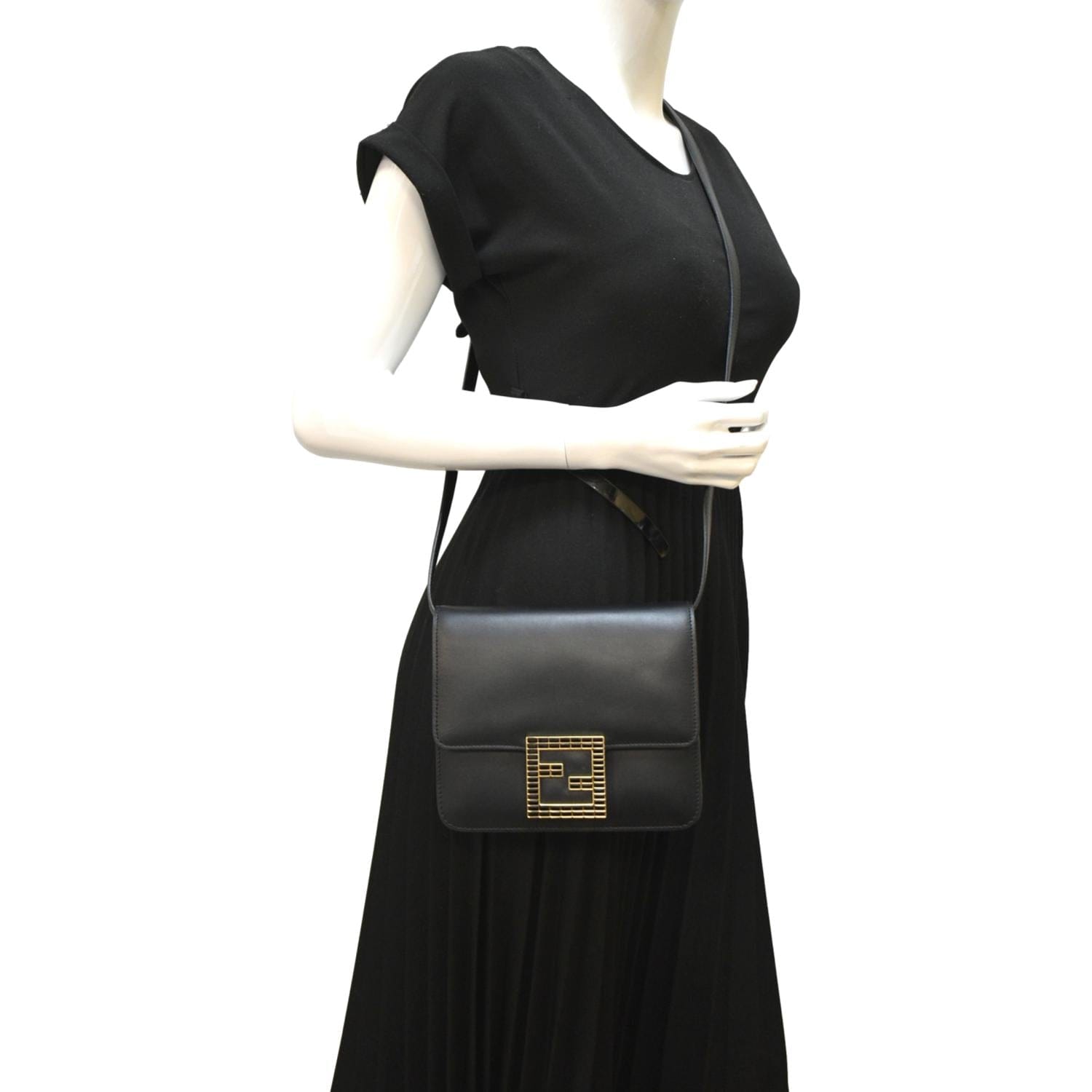Fendi Fab Crossbody Bag Leather Black