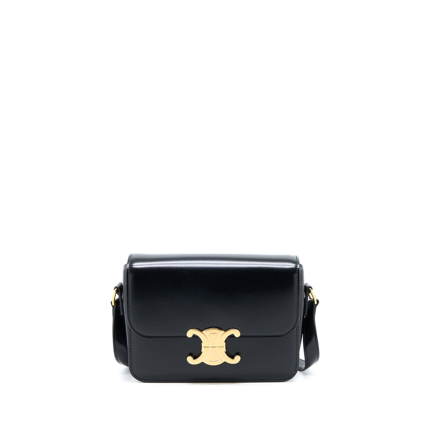 Celine Teen Triomphe Purse In Shiny Calfskin Handbag Black Travel Bag