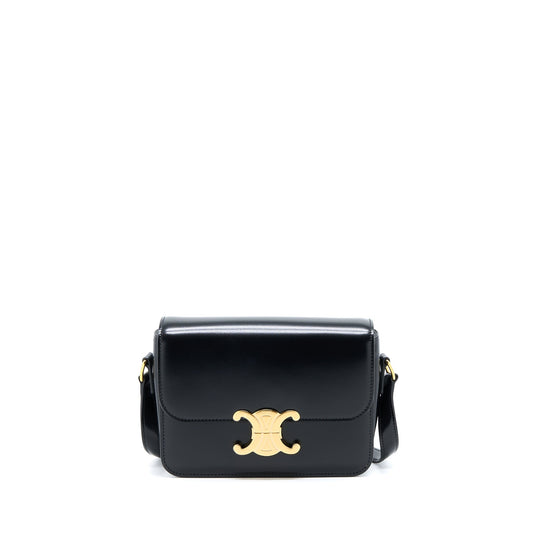 Celine Teen Triomphe Purse In Shiny Calfskin Handbag Black Travel Bag