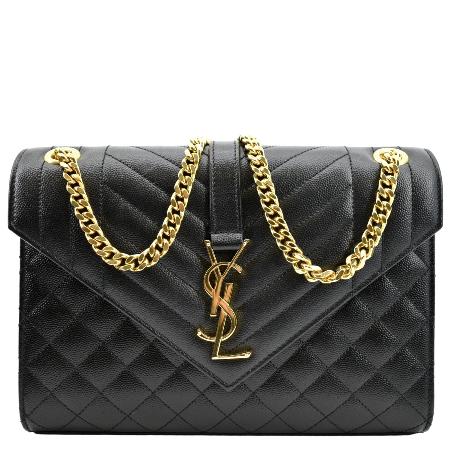 YSL Saint Laurent Yves Envelope Crossbody Bag Leather Matelasse Black Laurent Envelope Bag