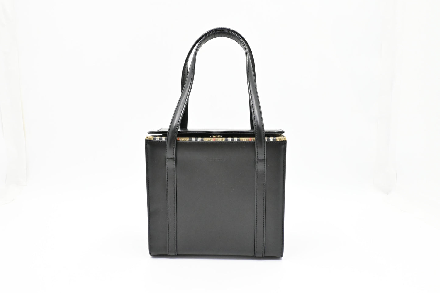 Burberry Box Handbag In Leather Black Travel Bag