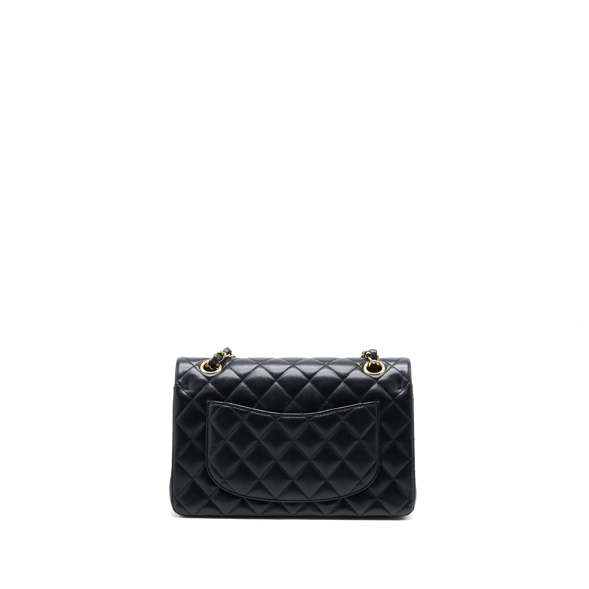 Chanel Classic Double Flap Lambskin GHW Microchip Black Small Shoulder Bag