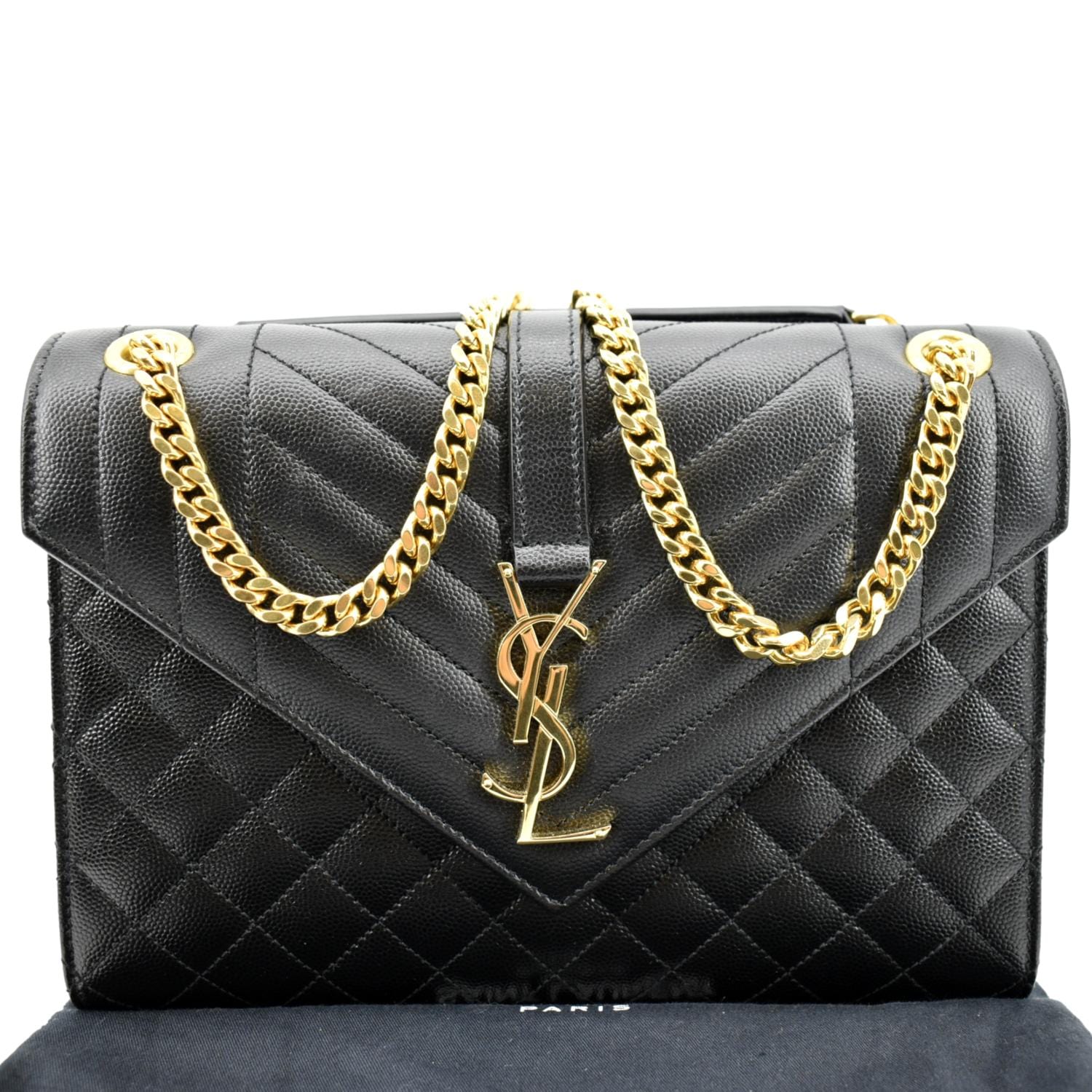 YSL Saint Laurent Yves Envelope Crossbody Bag Leather Matelasse Black Laurent Envelope Bag