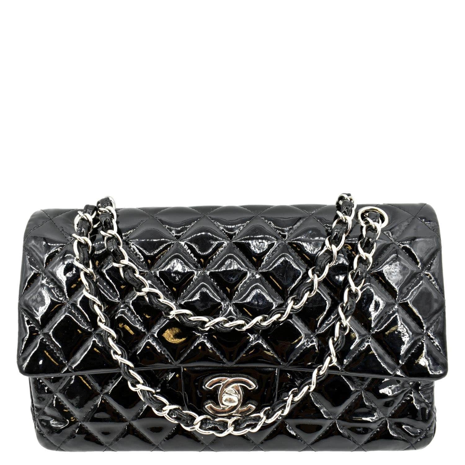 Chanel Classic Double Flap Patent Leather Black Travel Bag