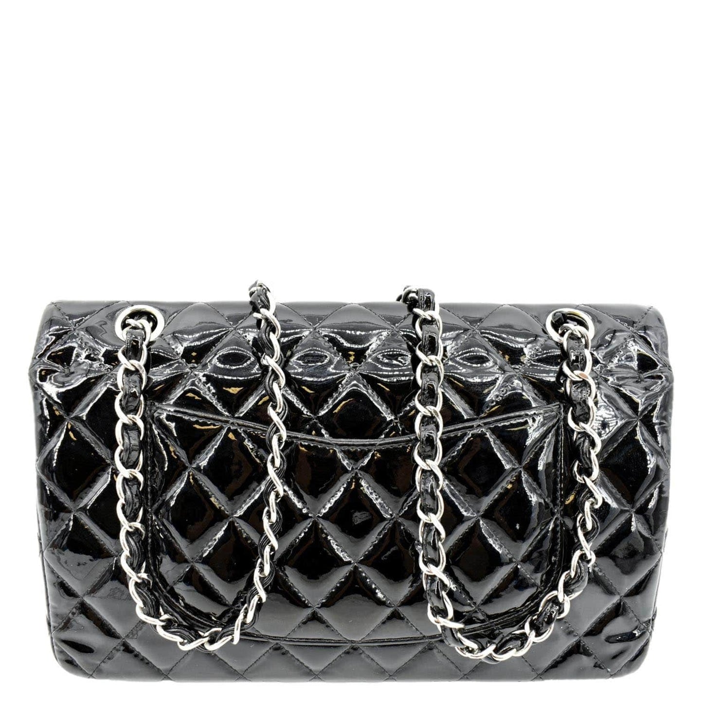 Chanel Classic Double Flap Patent Leather Black Travel Bag