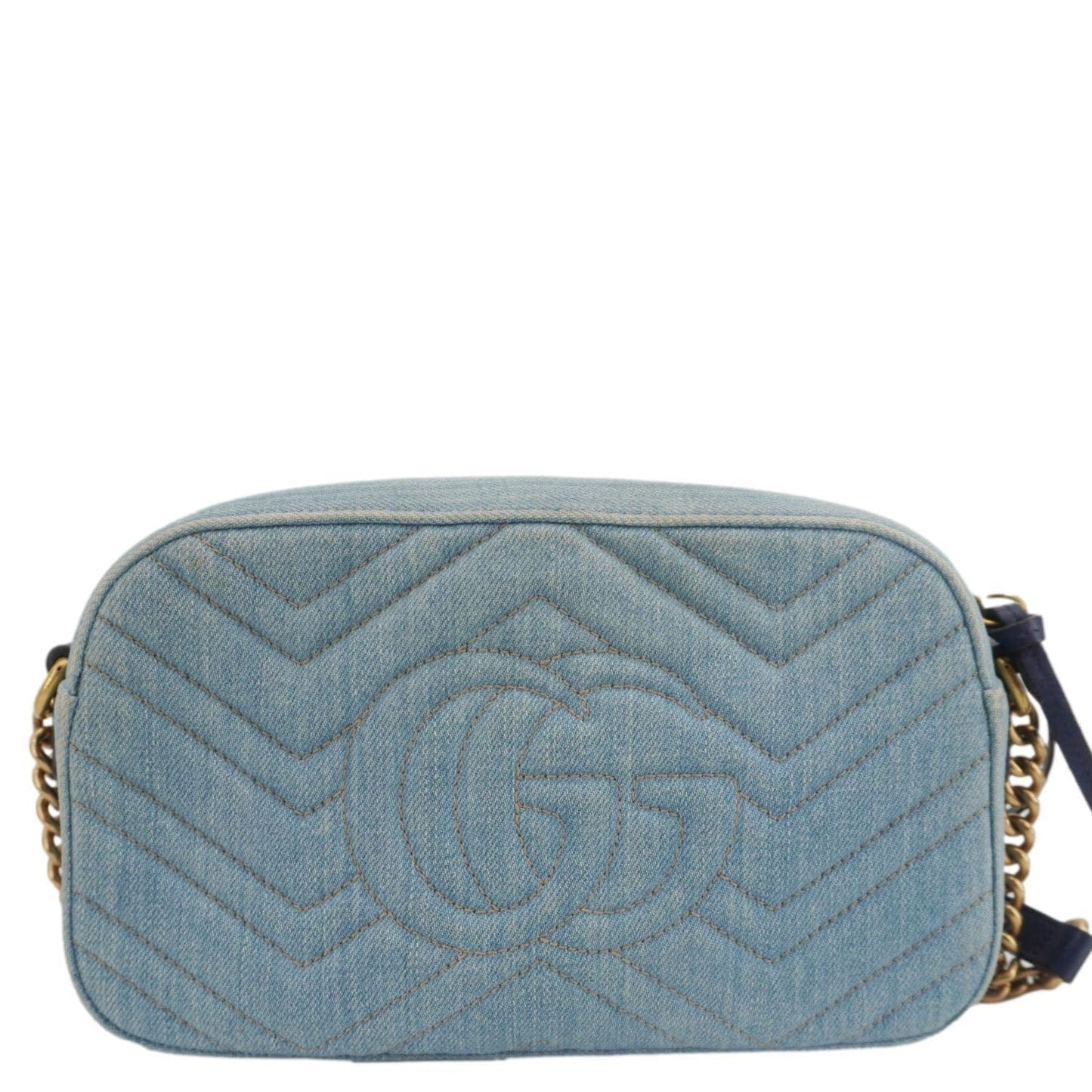 Gucci Pearl Marmont Crossbody Bag Denim Blue