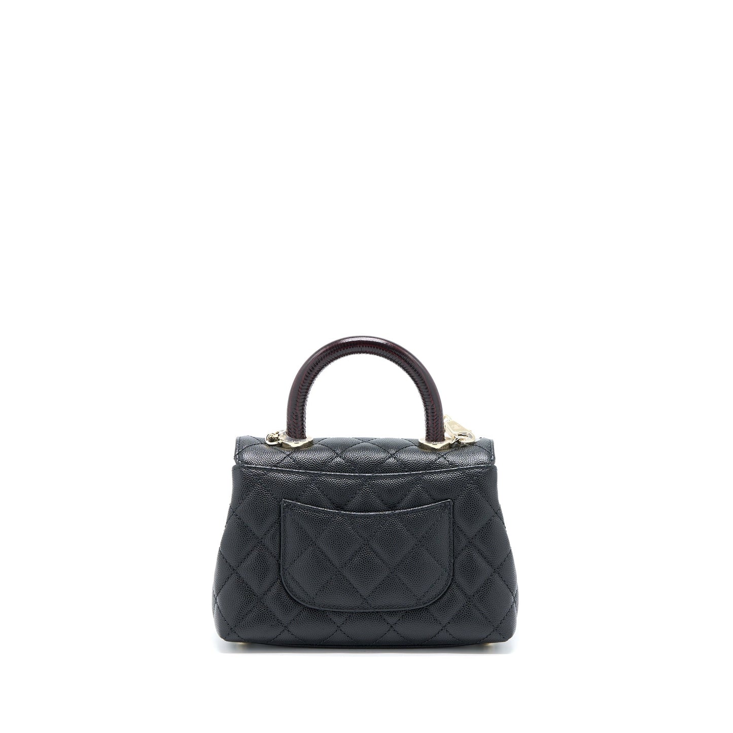 Chanel Coco Handle Dark Handle Caviar LGHW Black Red Mini Bag