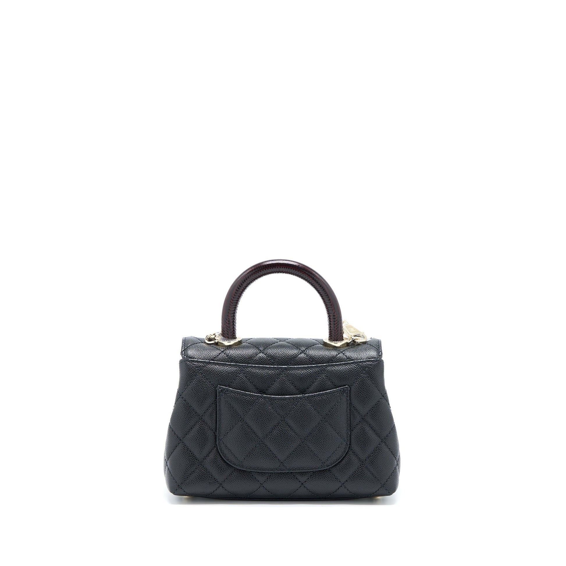 Chanel Coco Handle Dark Handle Caviar LGHW Black Red Mini Bag