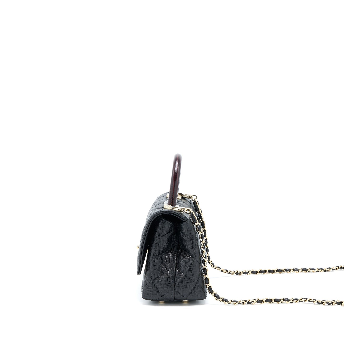Chanel Coco Handle Dark Handle Caviar LGHW Black Red Mini Bag
