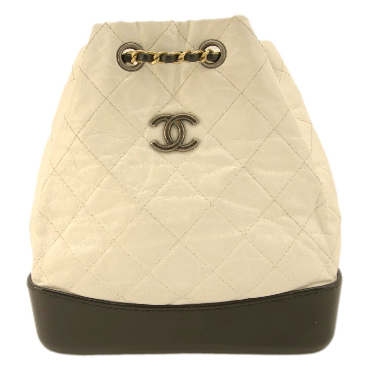 Chanel Gabrielle Quilted Aged Backpack Leather Calfskin White Travel Bag