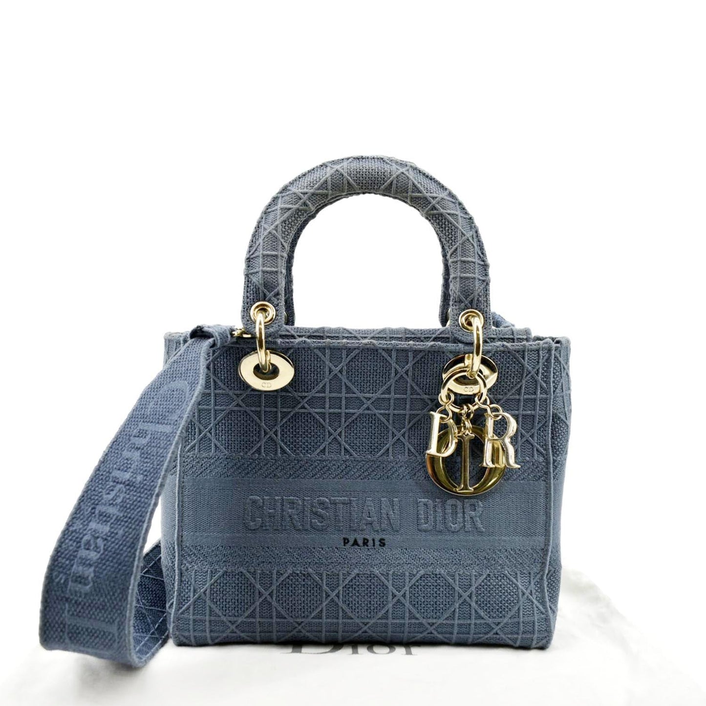 Dior Lady Lite Crossbody Bag Canvas Denim Blue