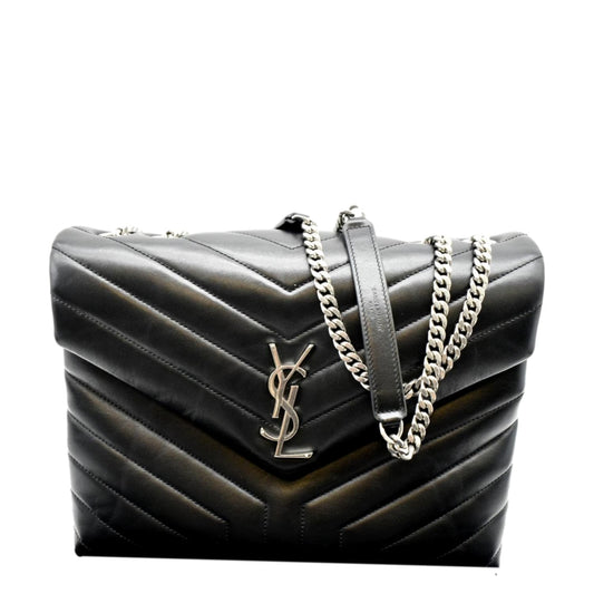 YSL Saint Laurent Yves Loulou Shoulder Bag Leather Matelasse Black Loulou Medium 5