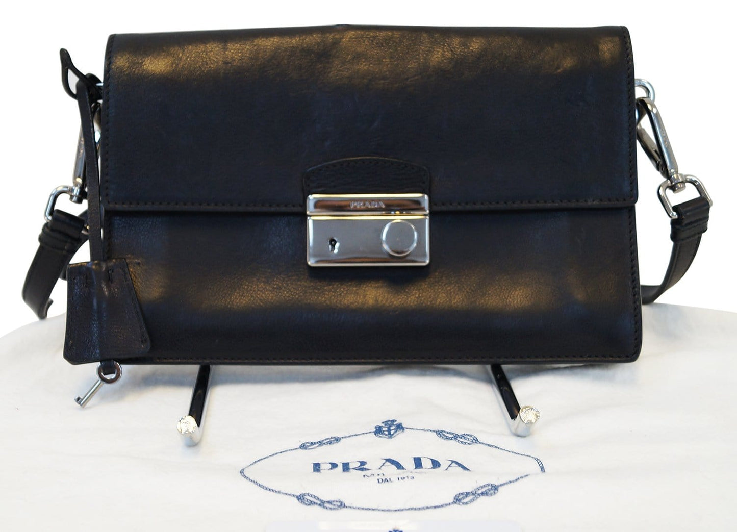 Prada Crossbody Bag Leather Saffiano Black Crossbody Bag E3238