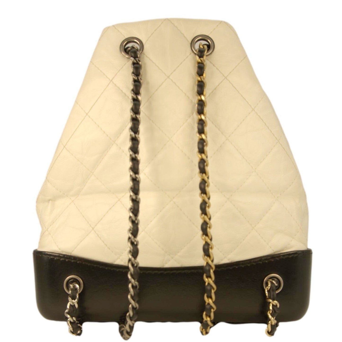Chanel Gabrielle Quilted Aged Backpack Leather Calfskin White Travel Bag