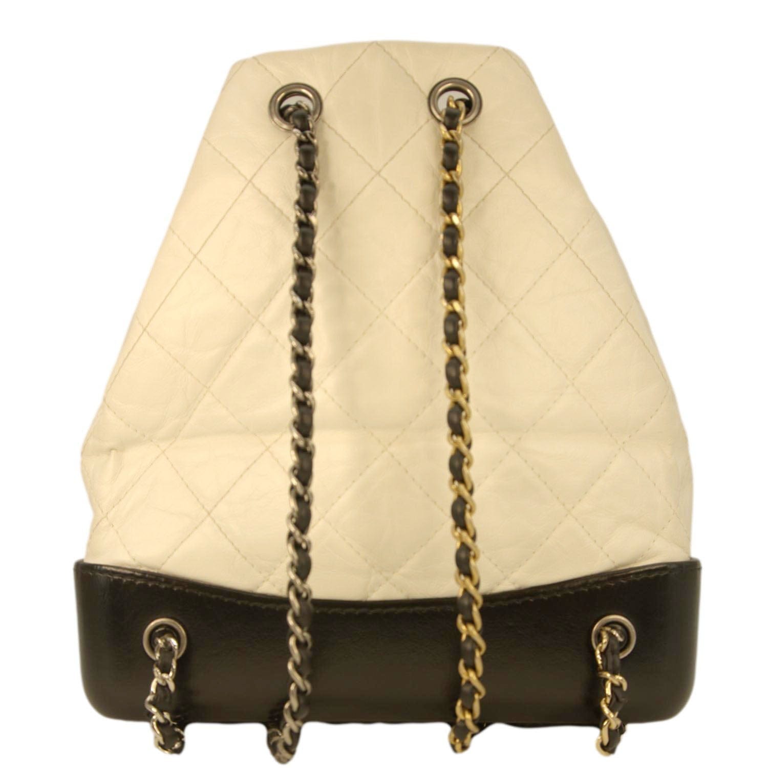 Chanel Gabrielle Quilted Aged Backpack Leather Calfskin White Travel Bag