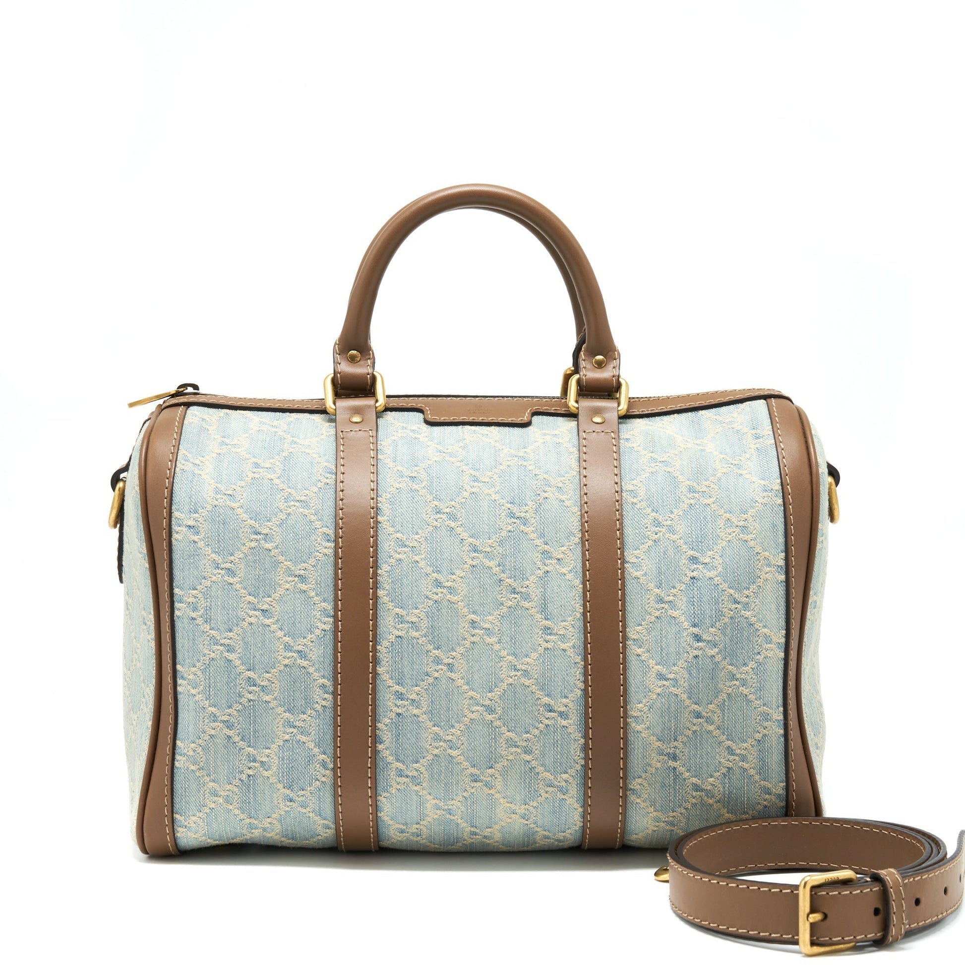 Gucci Boston Bag With Cross Body Strap Denim Crossbody Bag