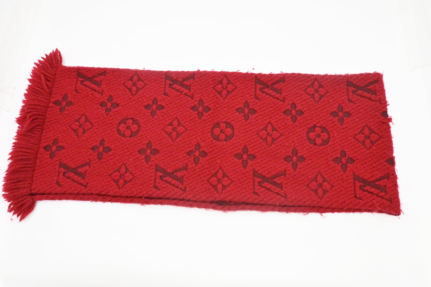 Louis Vuitton Logomania Scarf Silk Wool Red Apparel